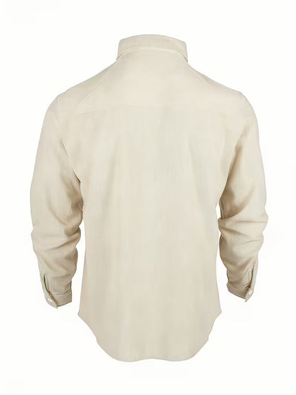 Camisa El Estanciero · Pana Canalada con Paneles de Cuero