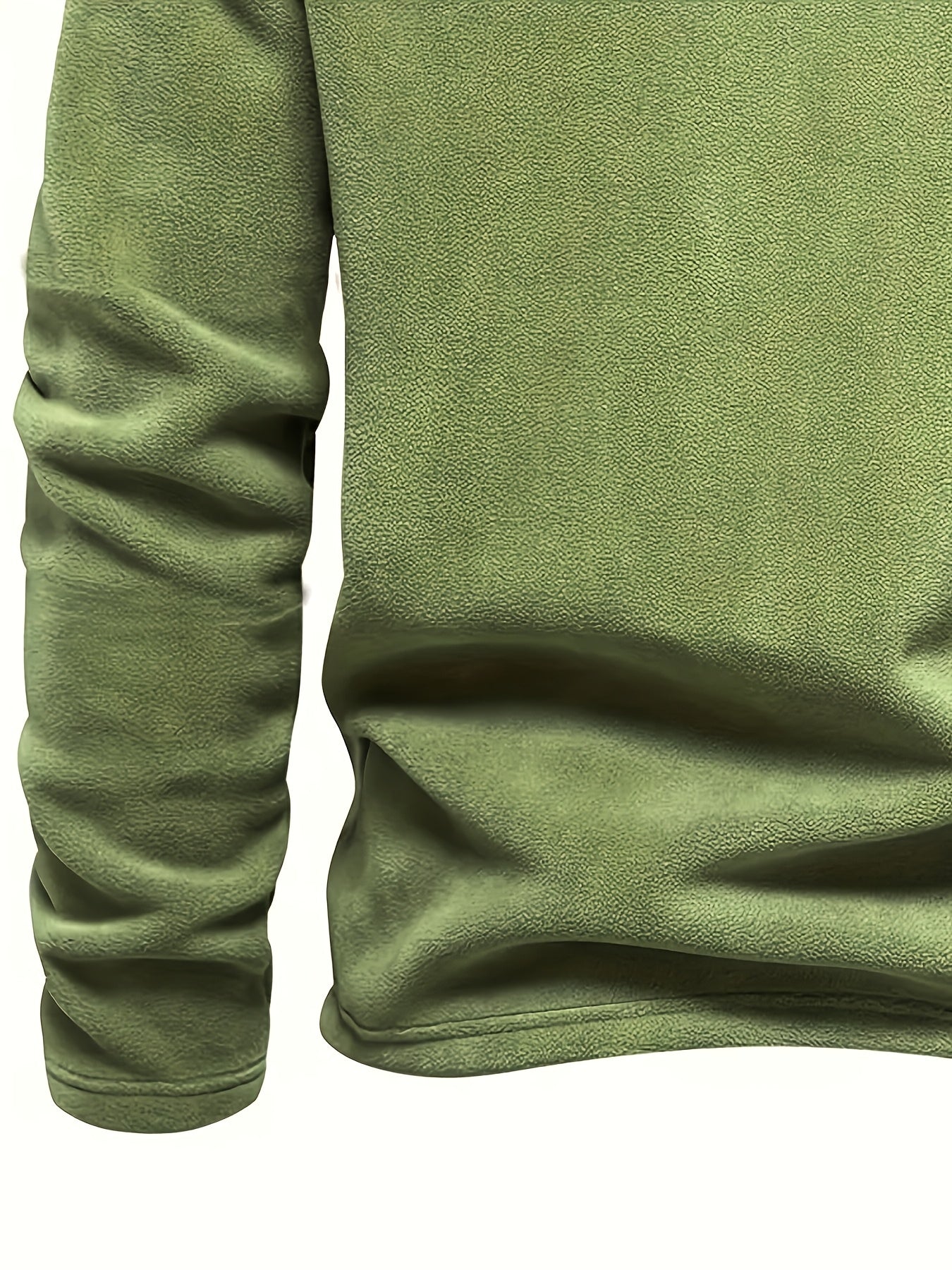 Chaqueta de forro polar grueso para hombre, con cremallera de 1/4, estilo otoño e invierno, con cuello alto pequeño y bordado de montaña