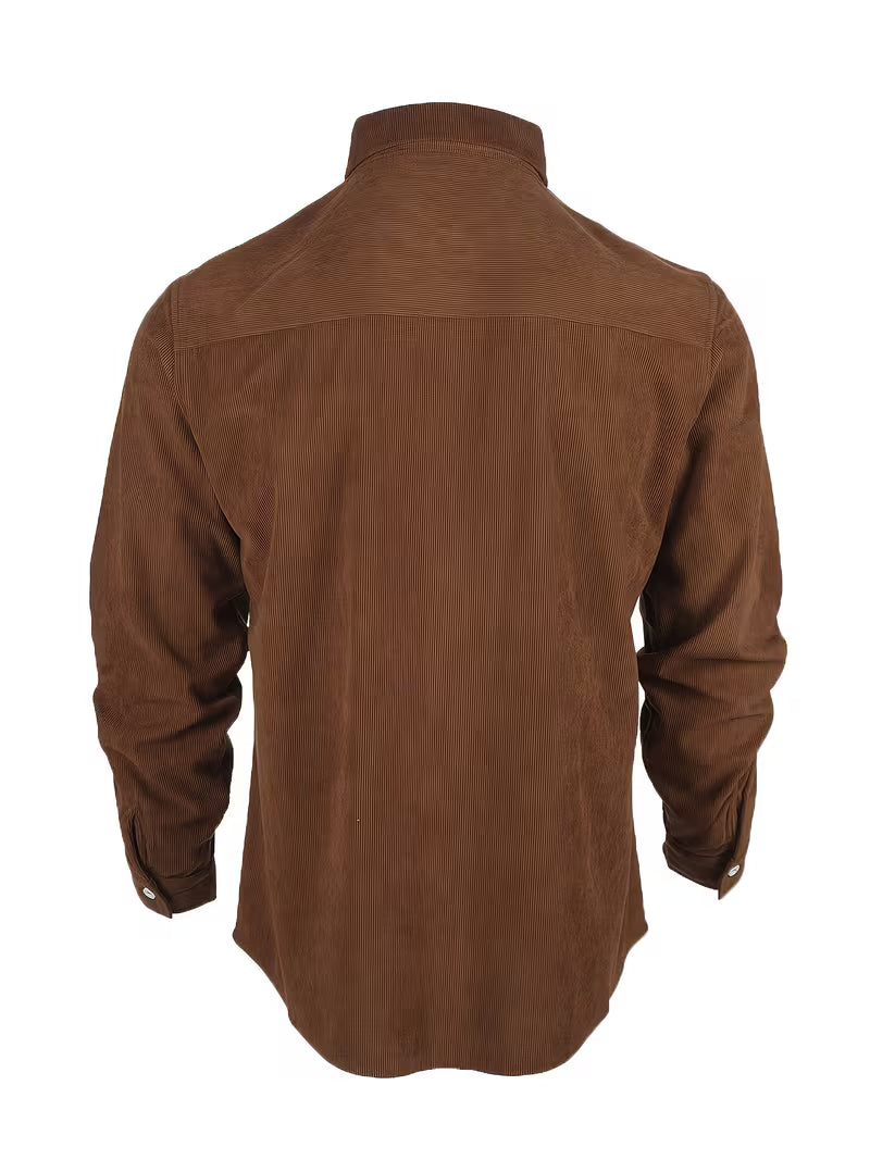 Camisa El Estanciero · Pana Canalada con Paneles de Cuero