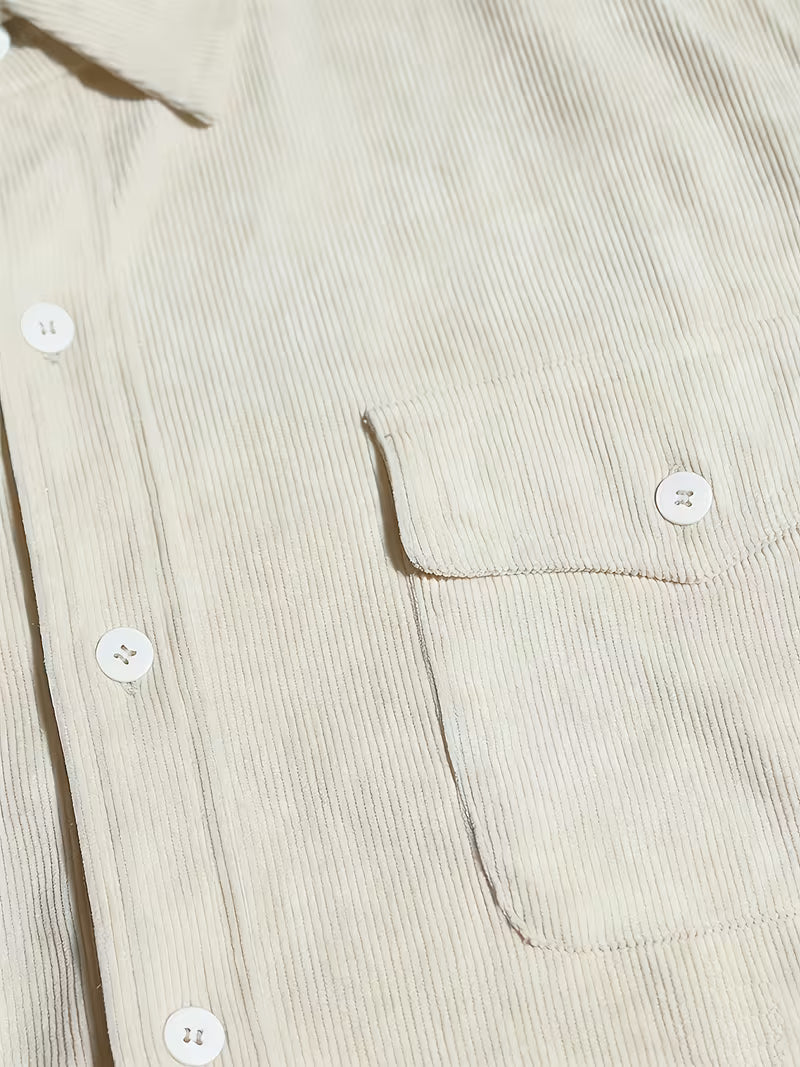 Camisa El Estanciero · Pana Canalada con Paneles de Cuero