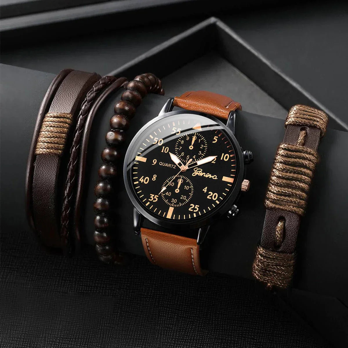[BUY 1 GET 3 FREE] Geneva Chronos Men's Watch Kit + 3 Bracelets