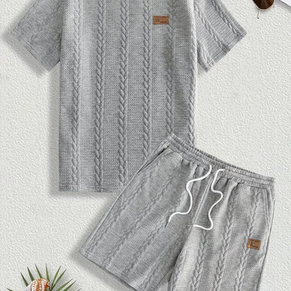 Camiseta de manga curta e shorts com cordão - Marrom, Conjunto de verão