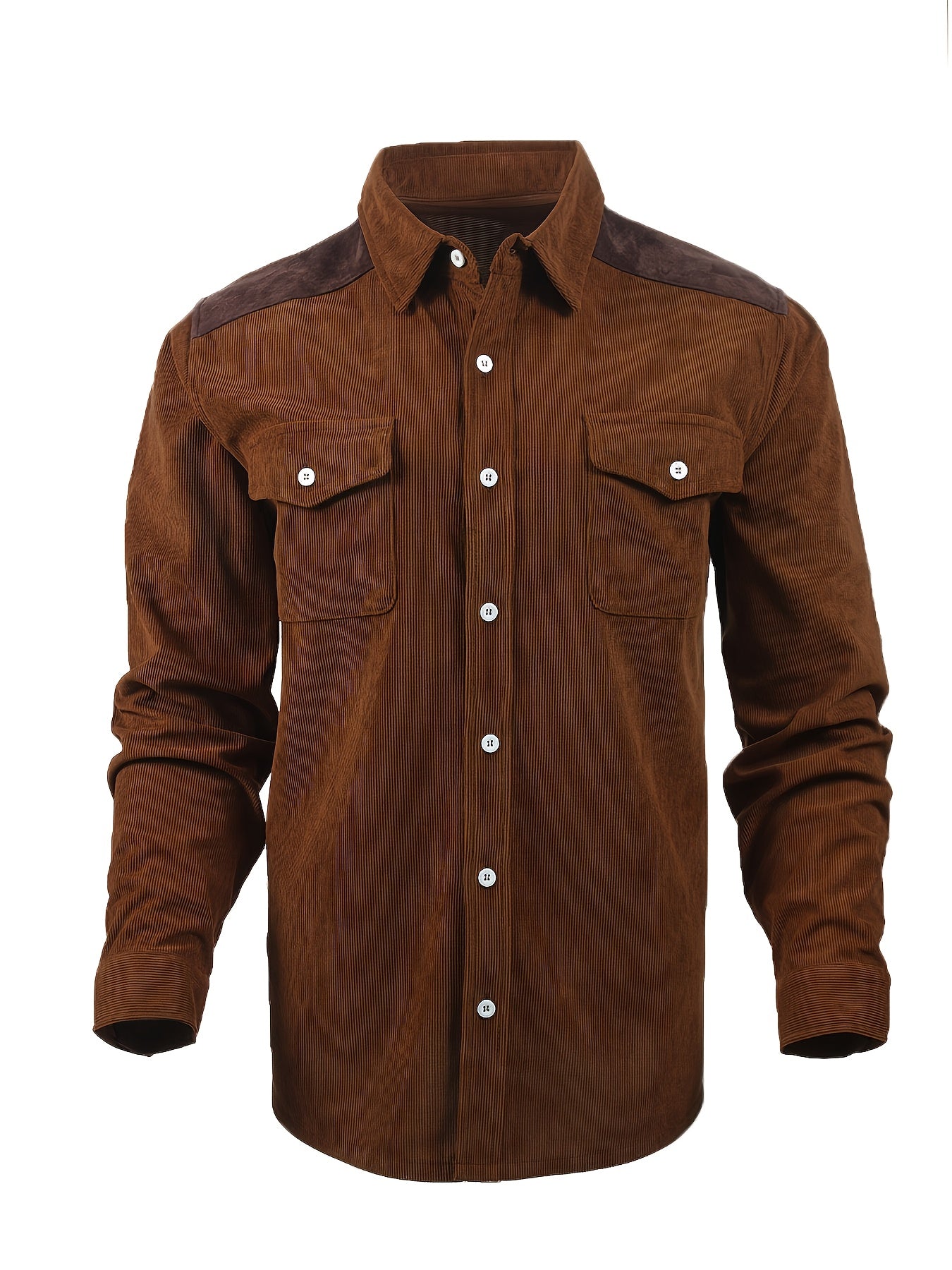 Camisa El Estanciero · Pana Canalada con Paneles de Cuero